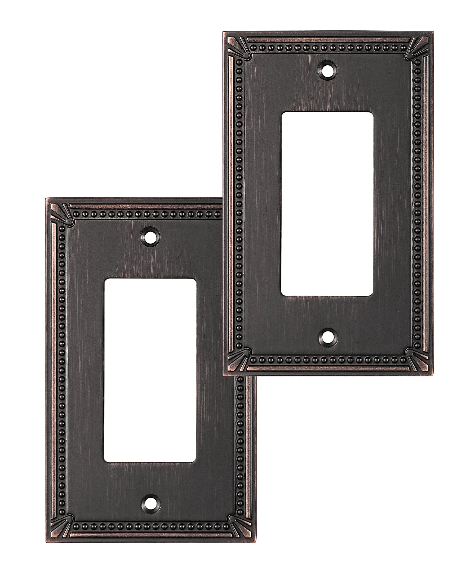 DEWENWILS Sunken Pearls Decorative Wall Plate Switch Plate Outlet Cover, Aged Bronze Light Switch Cover Plate, 4.94"×3.04" Durable Solid Zinc Alloy Receptacle Cover, (Single Decorator, 2 PK)-HRWP04B