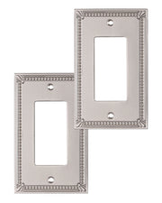 DEWENWILS 2 Pack Zinc Alloy Wall Plate Covers, 4.94"×3.03" Single Toggle Outlet Cover, Satin Nickel Finish Light Switch Plate Cover, Sunken Pearls Decorative Wall Plates Electrical Outlet Cover-HRWP04F