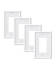 DEWENWILS 4-Pack White Outlet Covers & Switch Plates — Decorative Metal Wall Plates for Decorate Light Switches (1-Gang Standard Size)-HRWP08C