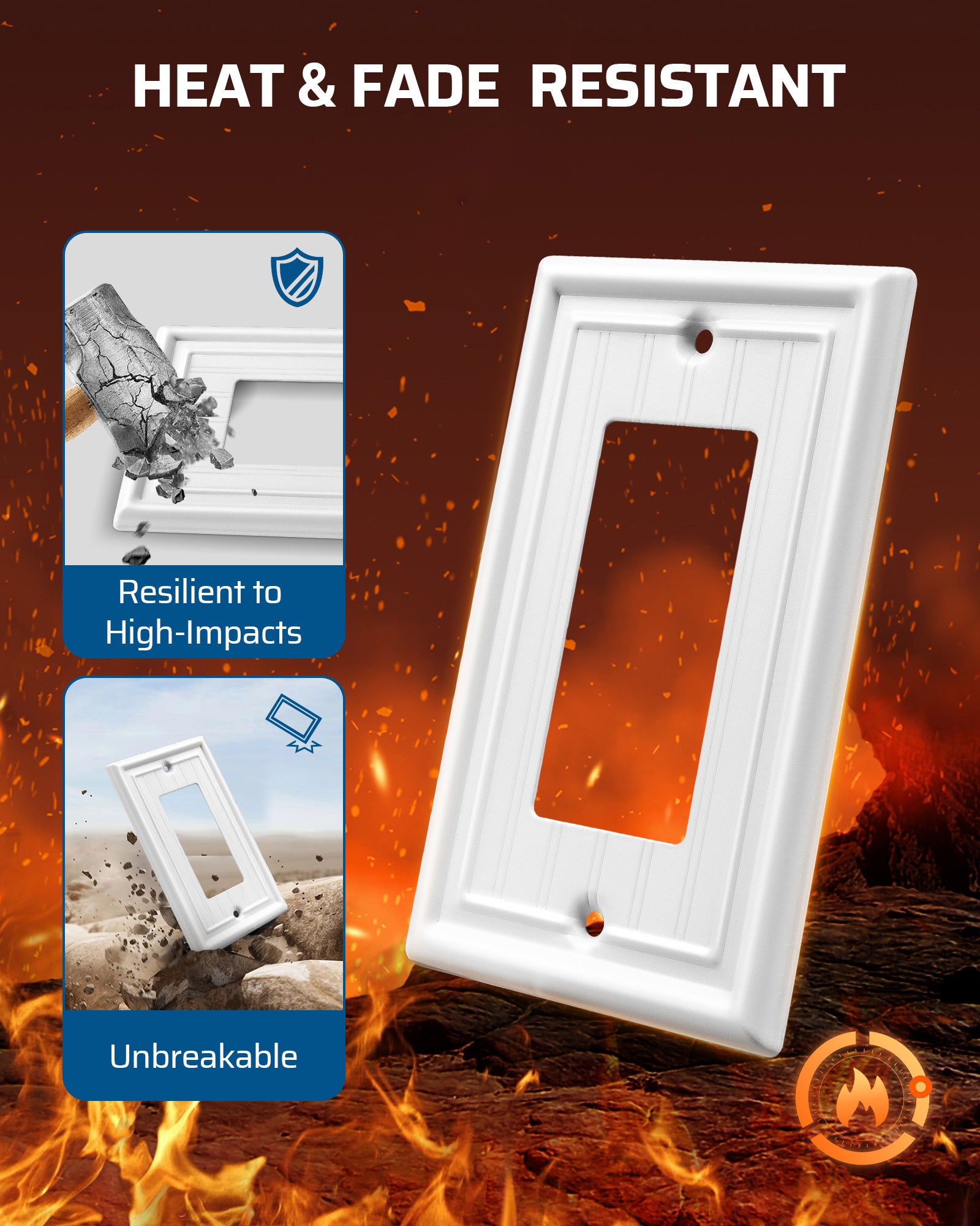 DEWENWILS 4-Pack White Outlet Covers & Switch Plates — Decorative Metal Wall Plates for Decorate Light Switches (1-Gang Standard Size)-HRWP08C