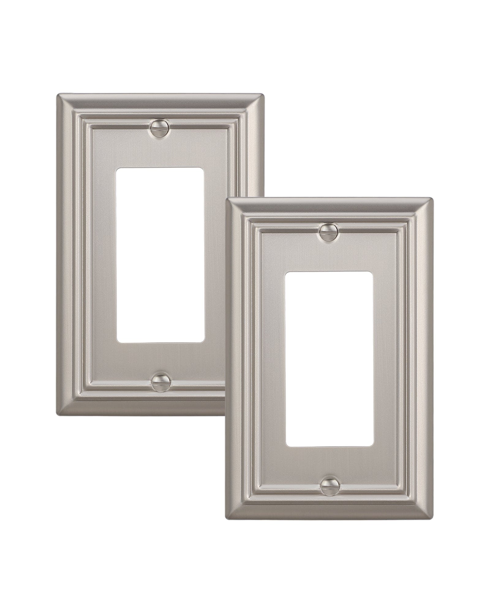 DEWENWILS Decorator Outlet Covers, Brushed Nickel Metal Light Switch Cover Plates, 4.92" x 3.14" Decorative Outlet Wall Plates, Switch Plate Covers for Home Decor, 2 Pack-HRWP12A