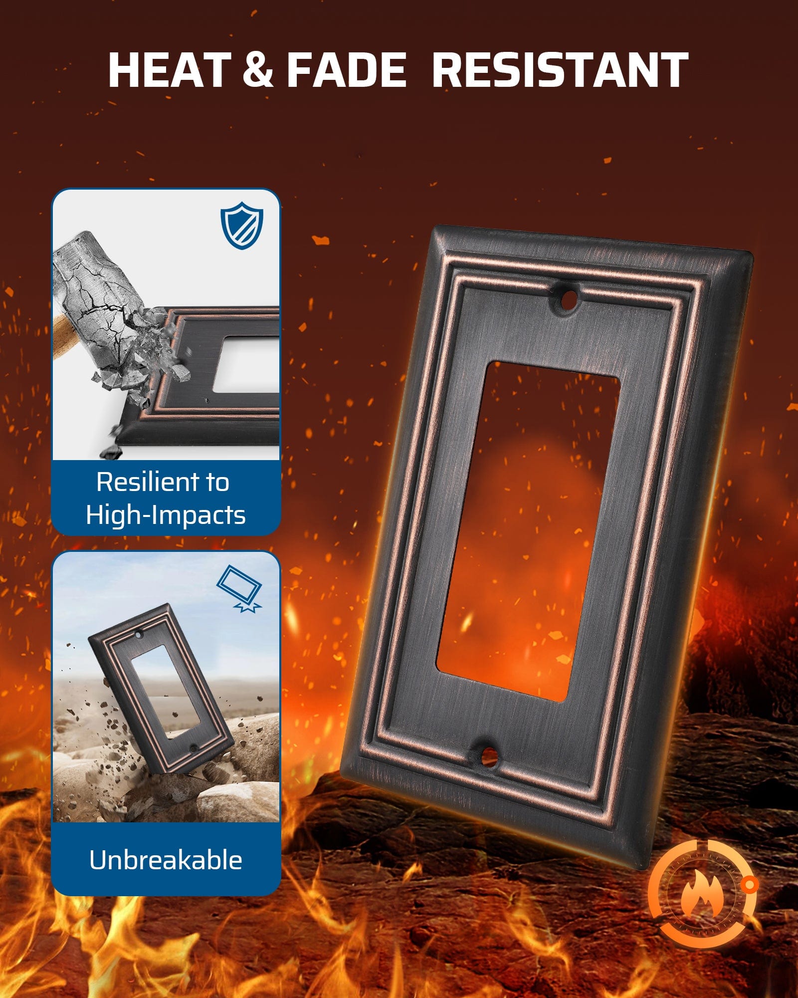 DEWENWILS Decorator Outlet Covers, Aged Bronze Metal Light Switch Cover Plates, 4.92" x 3.14" Decorative Outlet Wall Plates, Switch Plate Covers for Home Decor, 2 Pack-HRWP12B