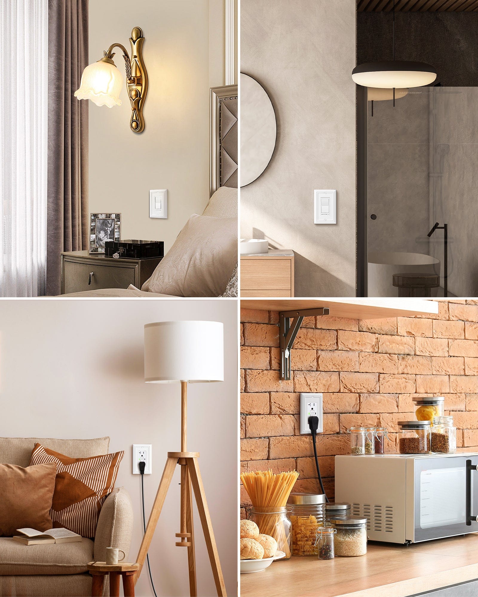 DEWENWILS Decorator Outlet Covers, White Metal Light Switch Cover Plates, 4.92" x 3.14" Decorative Outlet Wall Plates, Switch Plate Covers for Home Decor, 2 Pack-HRWP12C