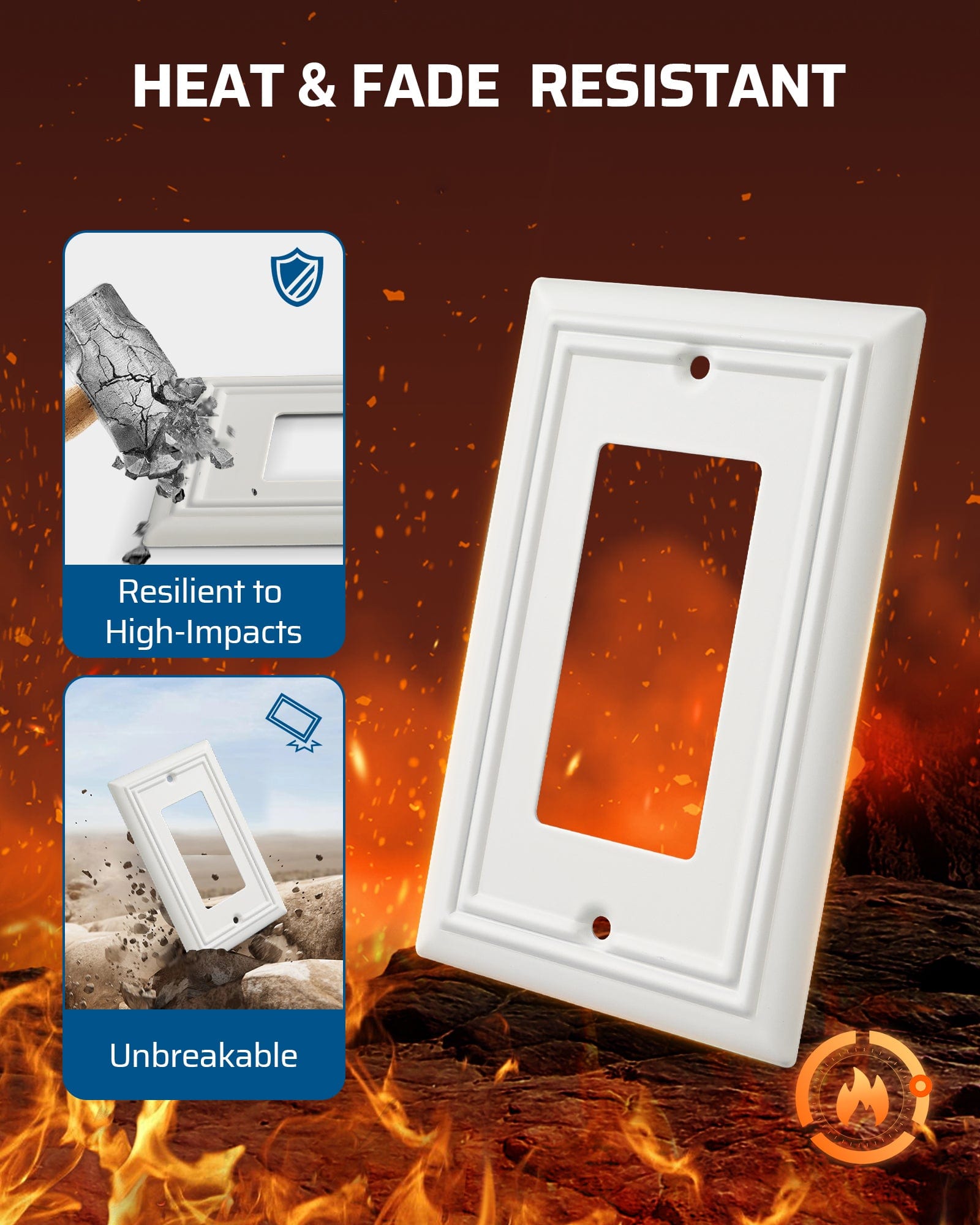 DEWENWILS Decorator Outlet Covers, White Metal Light Switch Cover Plates, 4.92" x 3.14" Decorative Outlet Wall Plates, Switch Plate Covers for Home Decor, 2 Pack-HRWP12C