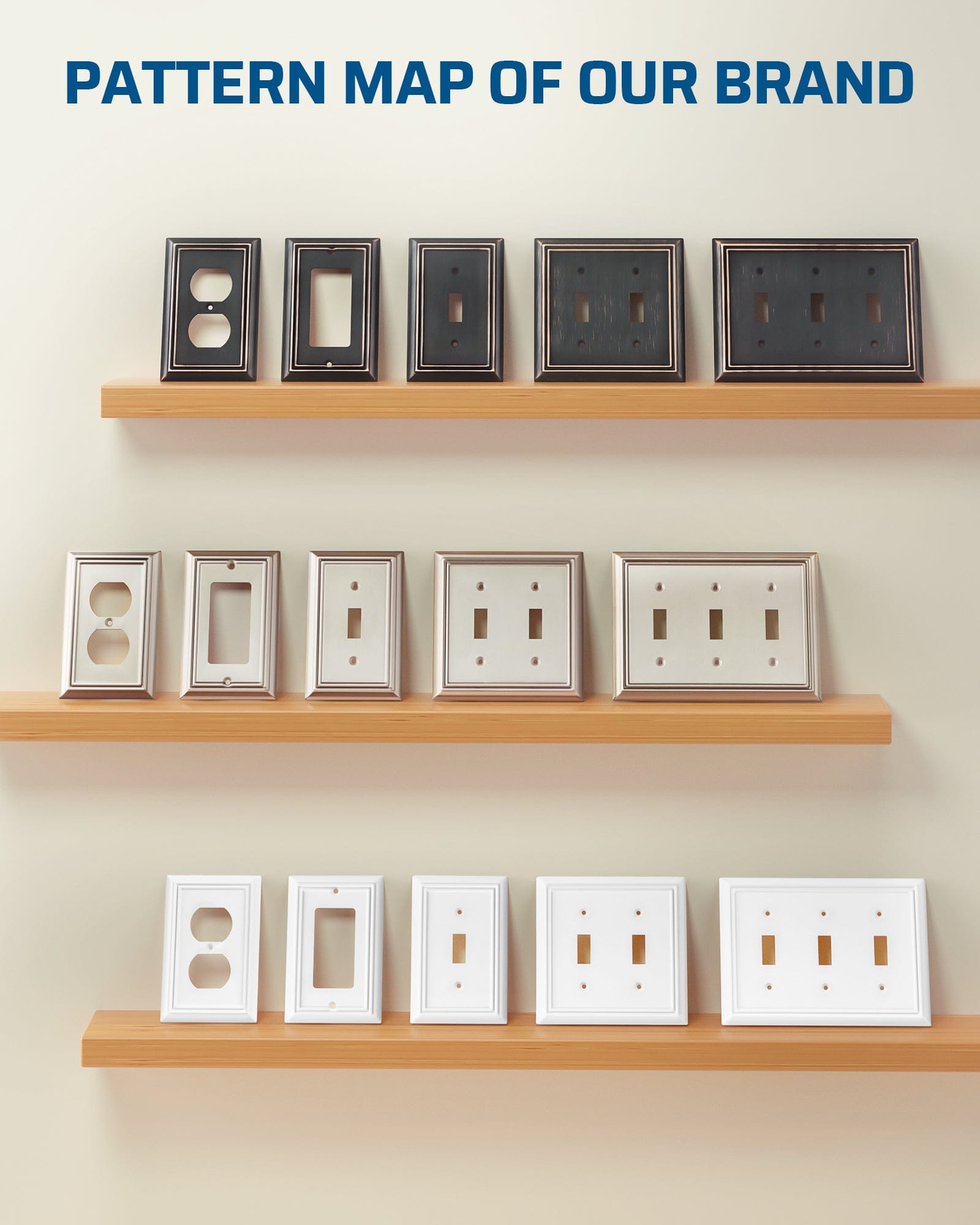 DEWENWILS Decorator Outlet Covers, White Metal Light Switch Cover Plates, 4.92" x 3.14" Decorative Outlet Wall Plates, Switch Plate Covers for Home Decor, 2 Pack-HRWP12C