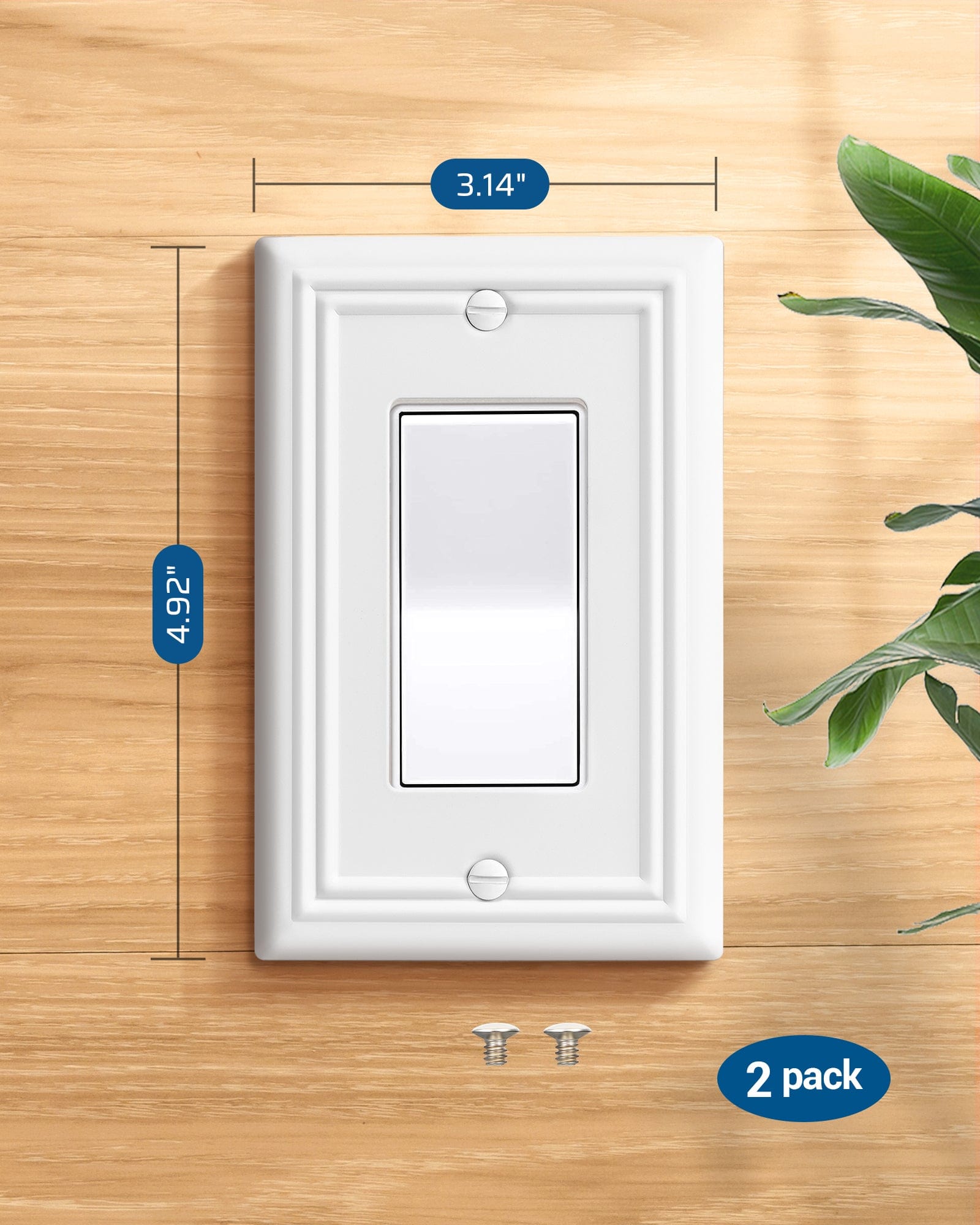 DEWENWILS Decorator Outlet Covers, White Metal Light Switch Cover Plates, 4.92" x 3.14" Decorative Outlet Wall Plates, Switch Plate Covers for Home Decor, 2 Pack-HRWP12C