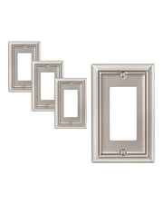 DEWENWILS Decorator Outlet Covers, Satin Nickel Outlet Wall Plates, 4.92" x 3.14" Decorative Switch Plate Cover, Metal Electrical Outlet Cover Plate, 4 Pack-HRWP14F