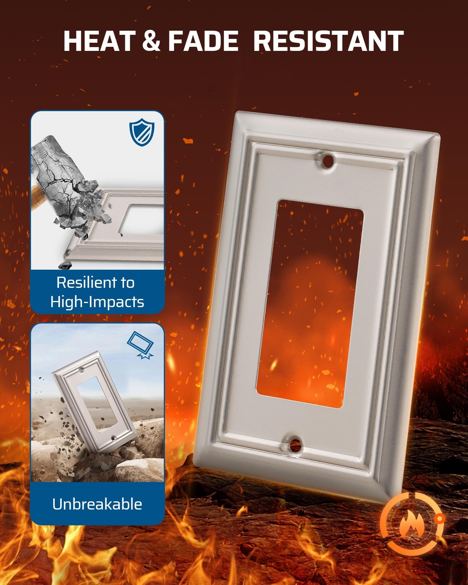 DEWENWILS Decorator Outlet Covers, Satin Nickel Outlet Wall Plates, 4.92" x 3.14" Decorative Switch Plate Cover, Metal Electrical Outlet Cover Plate, 4 Pack-HRWP14F