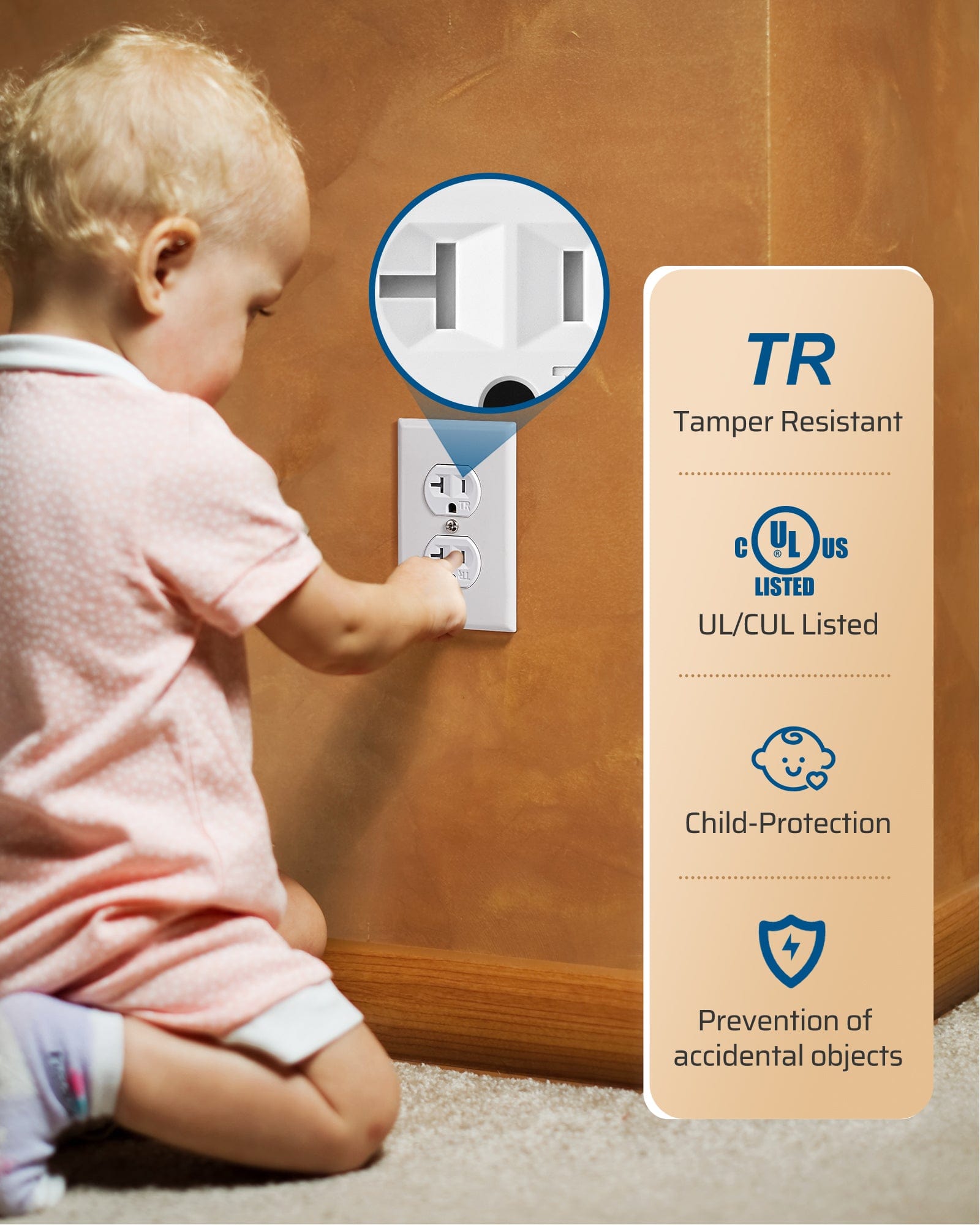 DEWENWILS 10 Pack Wall Outlet, Duplex Receptacle Outlet, Standard Wall Outlets, 20Amp/125V/2500W, Tamper Resistant (TR) Electrical Outlet, Residential and Commercial Use,White-HRWS10F