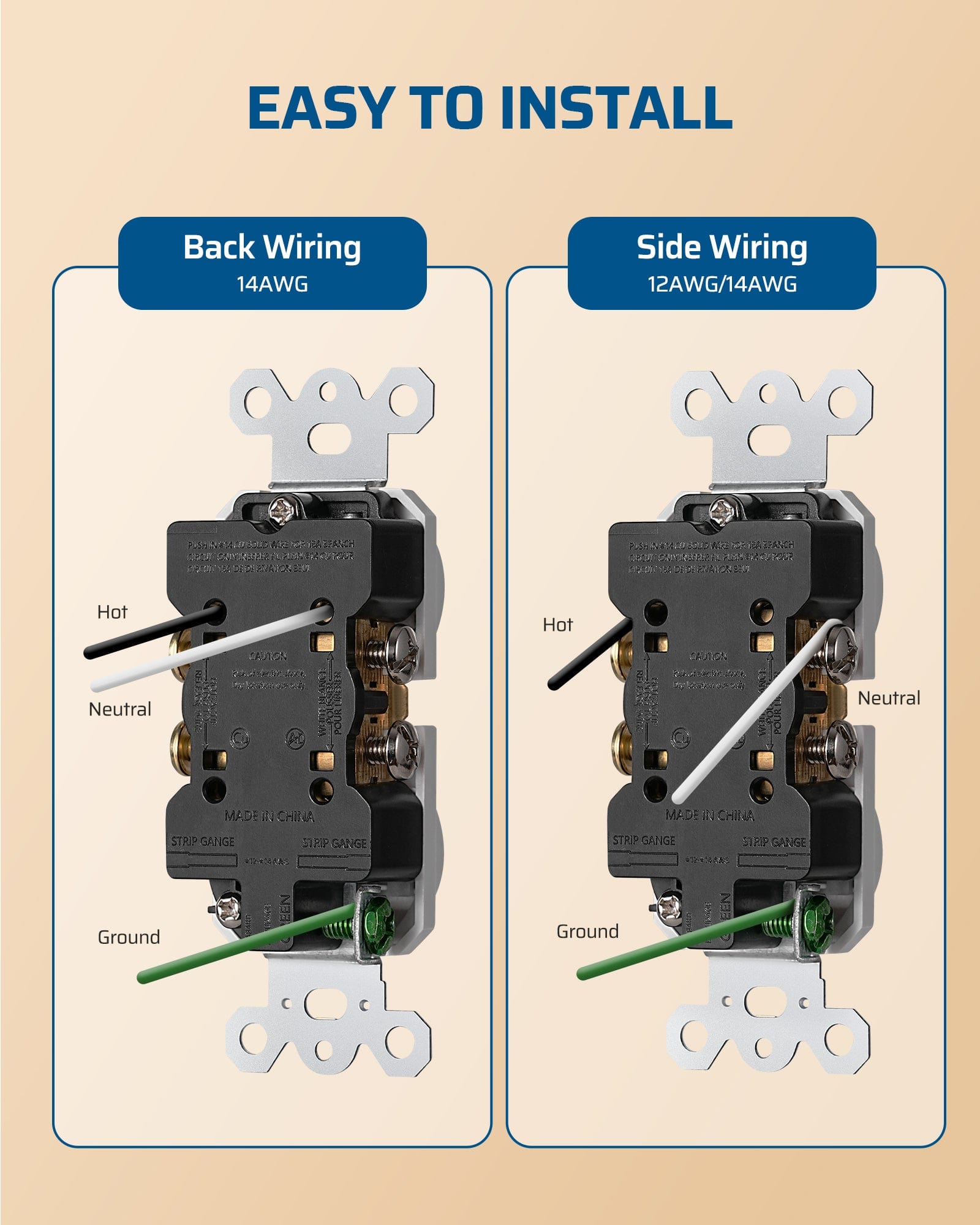 DEWENWILS 10 Pack Wall Outlet, Duplex Receptacle Outlet, Standard Wall Outlets, 20Amp/125V/2500W, Tamper Resistant (TR) Electrical Outlet, Residential and Commercial Use,White-HRWS10F