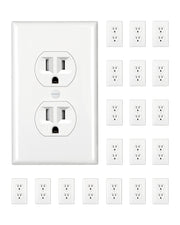 DEWENWILS 20 Pack Duplex Receptacle Outlet, 15Amp/125V, White-HRWS21A