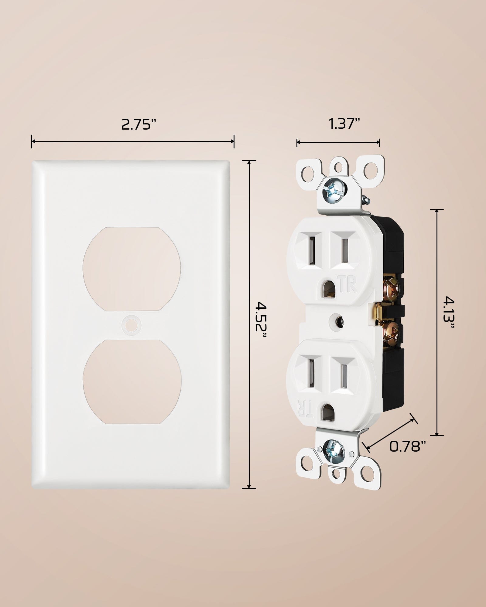 DEWENWILS 20 Pack Duplex Receptacle Outlet, 15Amp/125V, White-HRWS21A