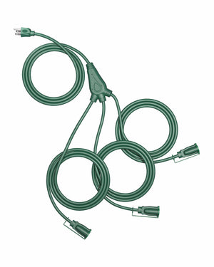 DEWENWILS 25ft Outdoor Extension Cord Multiple Outlets, Evenly Spaced 3 Outlets Plugs with Safety Cover, 16/3 SJTW Weatherproof Wire for Christmas Outdoor Lights and Holiday Decorations-HSC103A1