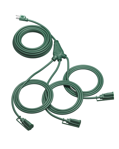 DEWENWILS Outdoor Extension Cord 1 to 3 Splitter, 3 Prong Outlets Plugs, Max 28ft End to End (40 FT Total),16/3C SJTW Weatherproof Wire for Christmas String Lights-HSC103B