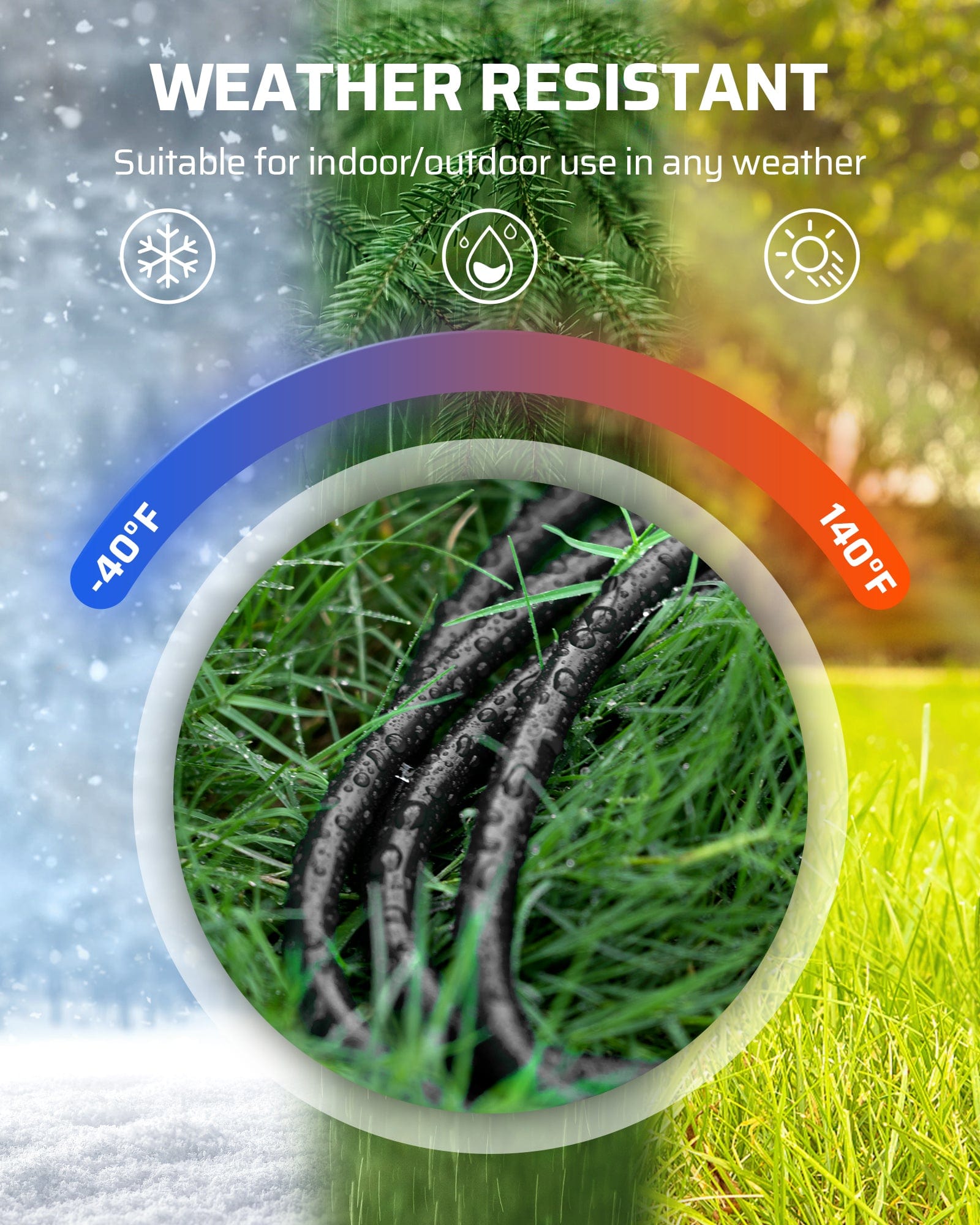 DEWENWILS Outdoor Extension Cord 1 to 3 Splitter, 3 Prong Outlets Plugs, Max 13ft End to End (25 FT Total), 16/3C SJTW Weatherproof Wire for Christmas Lights and Halloween Decorations-HSC103C1