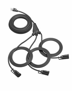 DEWENWILS Outdoor Extension Cord 1 to 3 Splitter, 3 Prong Outlets Plugs, Max 28ft End to End (40 FT Total), 16/3C SJTW Weatherproof Wire for Christmas String Lights-HSC103D1