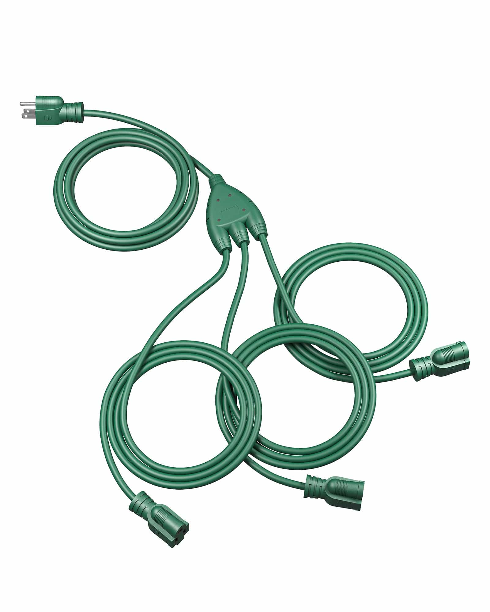 DEWENWILS 28FT (10'+6'+6'+6') Outdoor Extension Cord for Outside Halloween Landscape Lighting Christmas Lights Decoration, 3 Outlets 16 AWG SJTW Green-WHSC103J