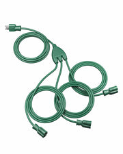 DEWENWILS 28FT (10'+6'+6'+6') Outdoor Extension Cord for Outside Halloween Landscape Lighting Christmas Lights Decoration, 3 Outlets 16 AWG SJTW Green-WHSC103J