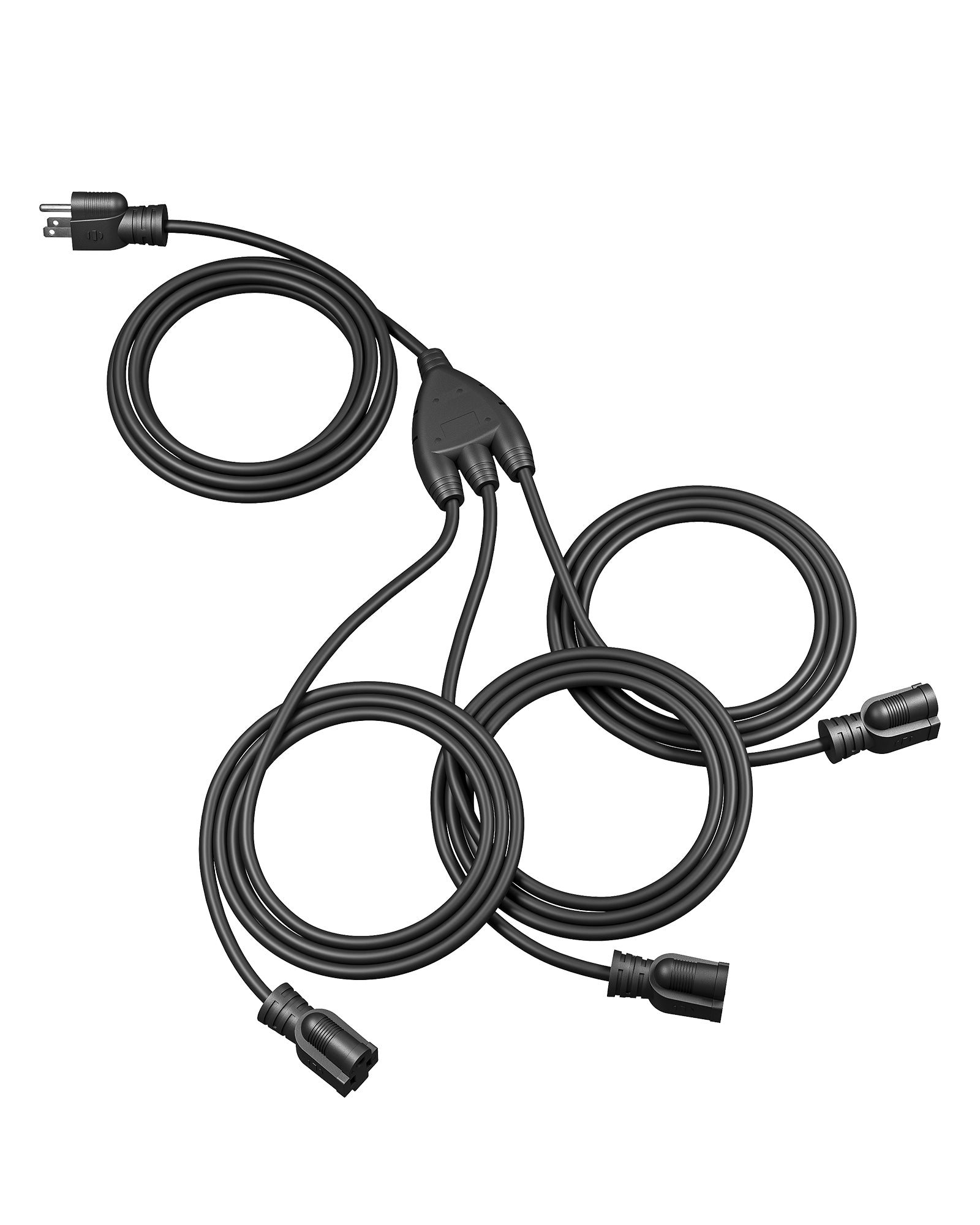 DEWENWILS 28FT (10+6+6+6) Outdoor Extension Cord for Outside Landscape Lighting Christmas Lights, 3 Outlets 16 AWG SJTW Black-HSC103K