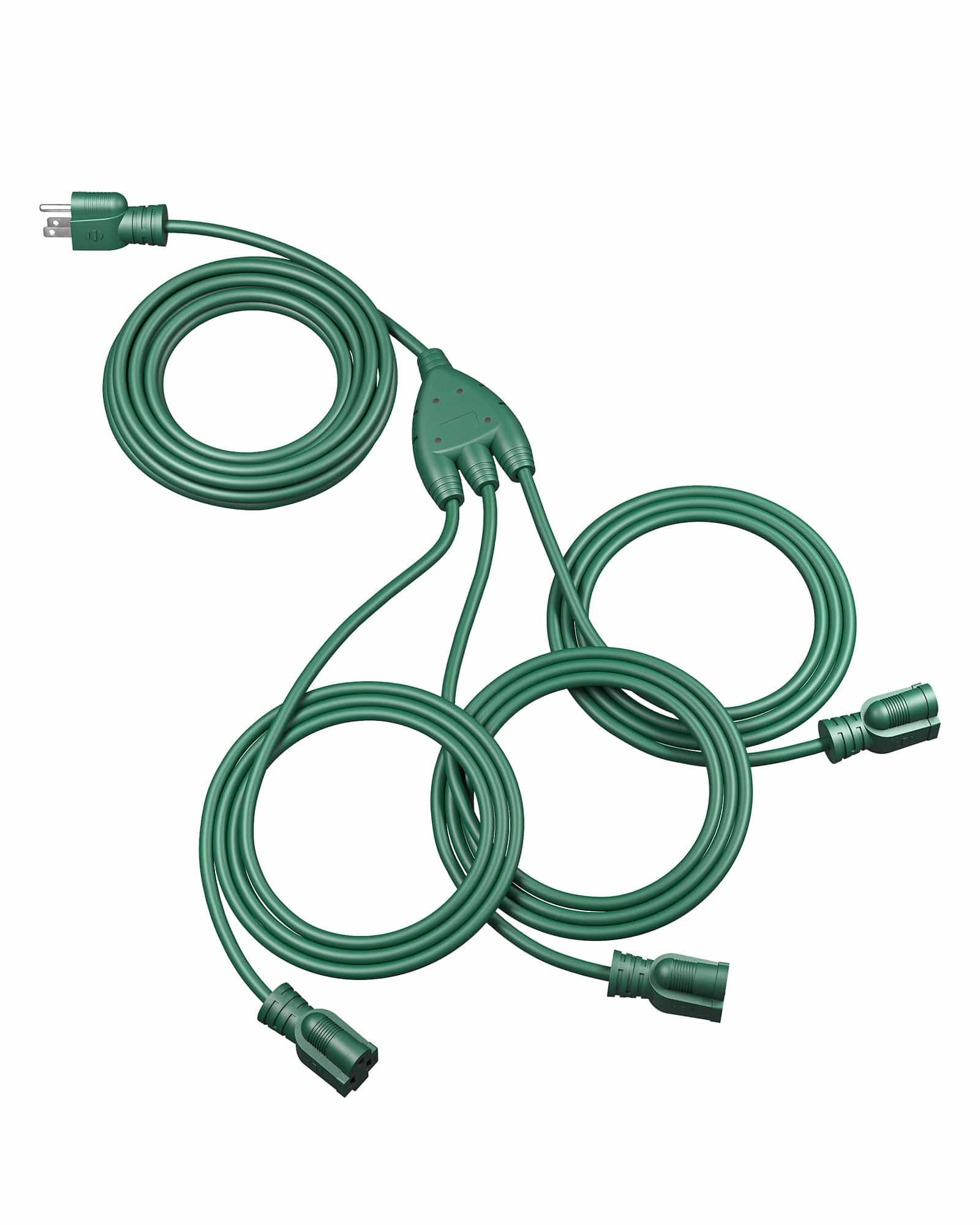 DEWENWILS 43FT (25'+6'+6'+6') Outdoor Extension Cord for Outside Landscape Lighting Halloween Christmas Lights, Green Extension Cord with 3 Outlets 16 AWG SJTW-WHSC103L