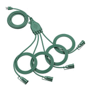 DEWENWILS 49FT (25'+6'+6'+6'+6') Outdoor Extension Cord for Christmas Lights with 4 Outlets 3 Prong 16 AWG SJTW Safety Cover