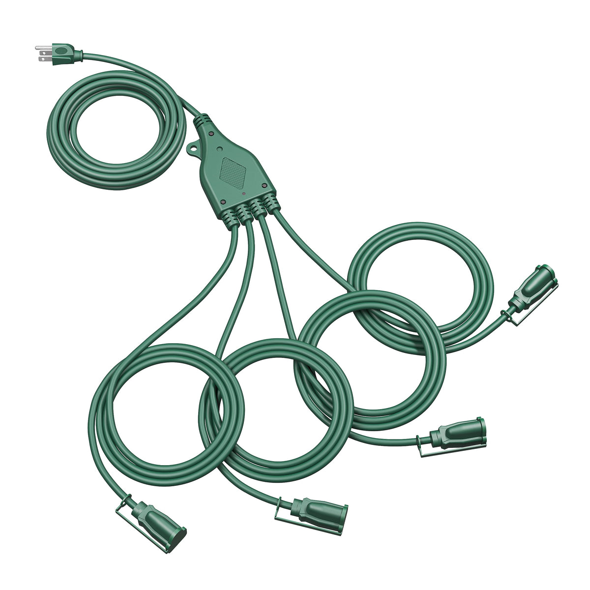 DEWENWILS 49FT (25'+6'+6'+6'+6') Outdoor Extension Cord for Christmas Lights with 4 Outlets 3 Prong 16 AWG SJTW Safety Cover