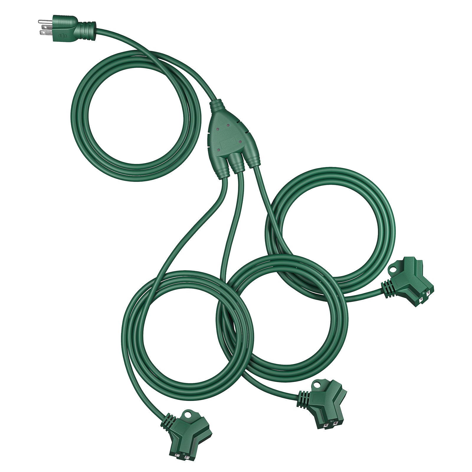 DEWENWILS Outdoor Extension Cord with 1 to 3 Splitter, Total 25FT (Max Length 13FT from End to End), SJTW Outdoor Extension Cord, Heavy Duty Extension Cord for Christmas Halloween, Green-HSC132A