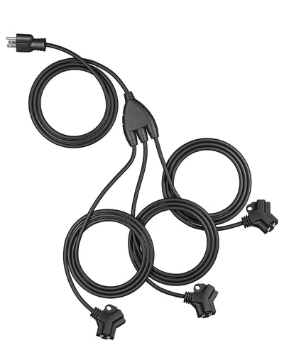 DEWENWILS Outdoor Extension Cord with Switch, 1 to 3 Splitter, Total 25FT (Max Length 13FT From End to End), Black Extension Cord, Waterproof Extension Cord Outdoor for Holiday Light/Stage-HSC132B