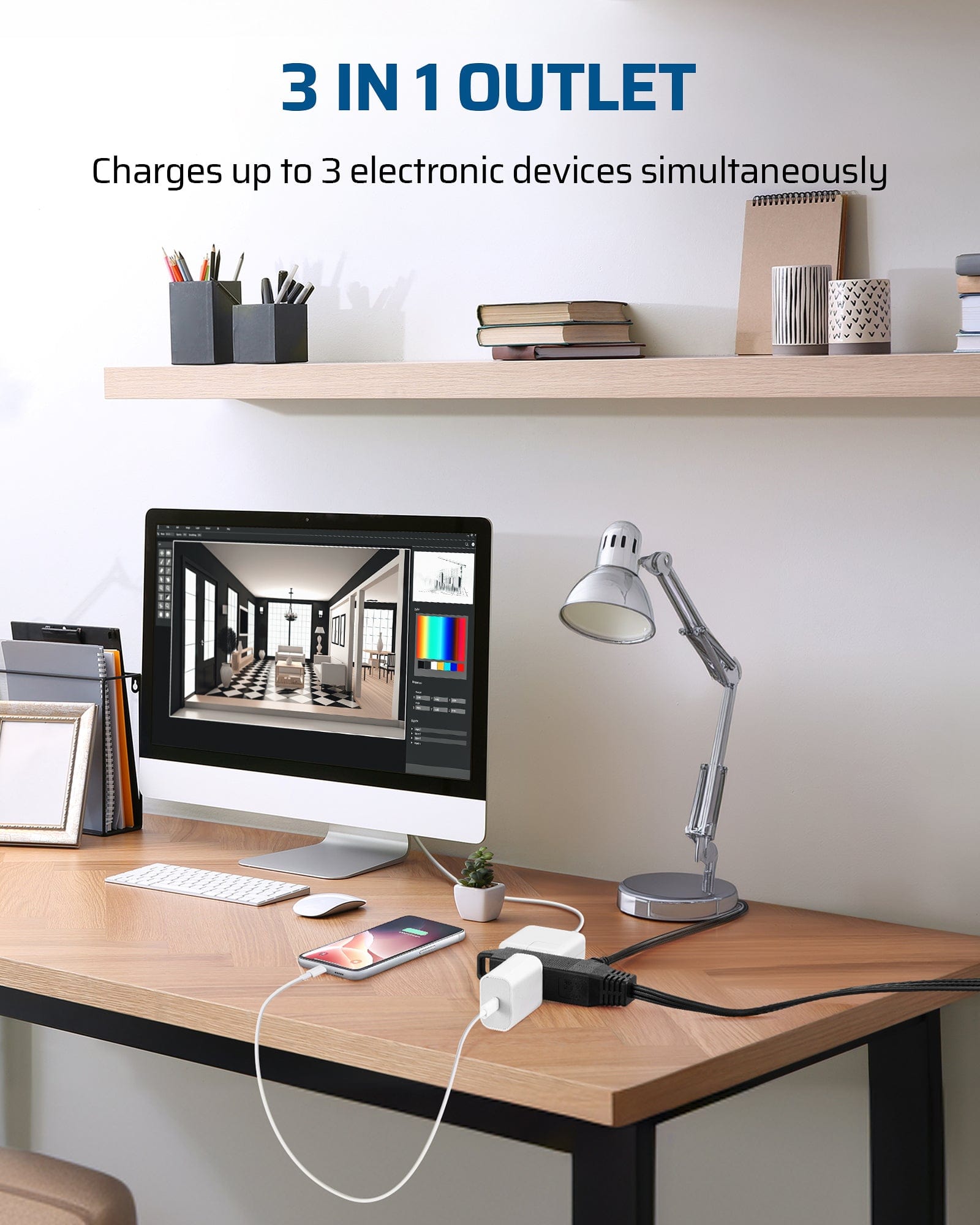 DEWENWILS 2 Pack 6FT Flat Plug Extension Cord, 3 Prong Ultra Thin Power Strip, 13A/125V/1625W, 16/3 Awg Grounded Flat Power Cable for Indoor Narrow Space, SPT-3 Cord, Black-HSCB06B