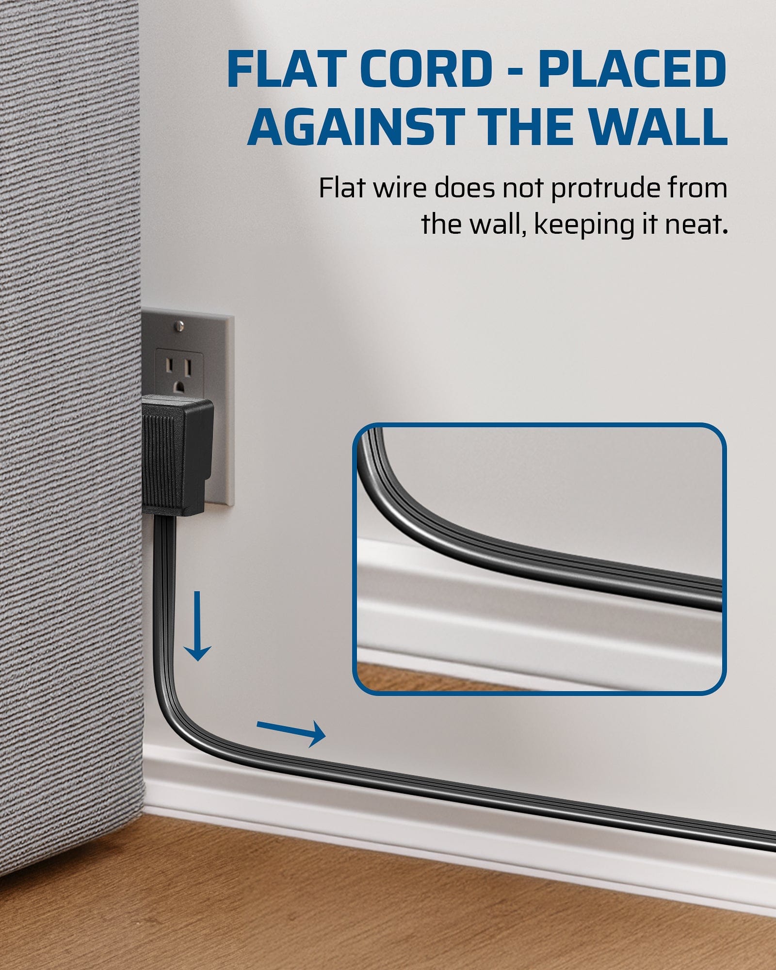 DEWENWILS 2 Pack 6FT Flat Plug Extension Cord, 3 Prong Ultra Thin Power Strip, 13A/125V/1625W, 16/3 Awg Grounded Flat Power Cable for Indoor Narrow Space, SPT-3 Cord, Black-HSCB06B