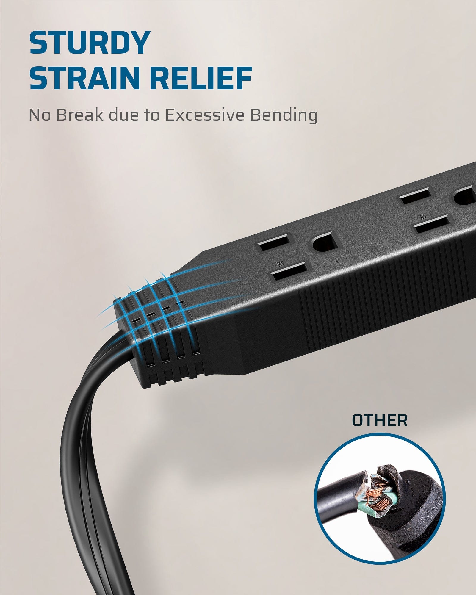 DEWENWILS 2 Pack 6FT Flat Plug Extension Cord, 3 Prong Ultra Thin Power Strip, 13A/125V/1625W, 16/3 Awg Grounded Flat Power Cable for Indoor Narrow Space, SPT-3 Cord, Black-HSCB06B