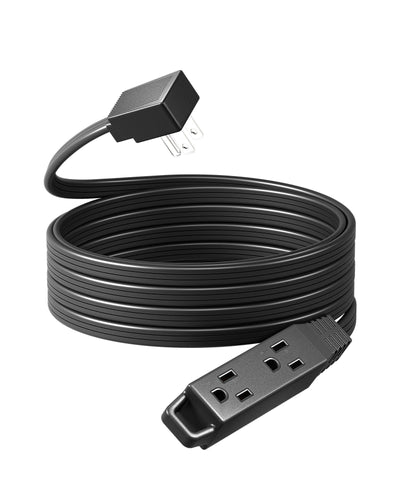 DEWENWILS 15FT Flat Plug Extension Cord, 3 Prong Ultra Thin Power Strip, 13A/125V/1625W, 16/3 Awg Grounded Flat Power Cable for Indoor Narrow Space, SPT-3 Cord, Black-HSCB15A