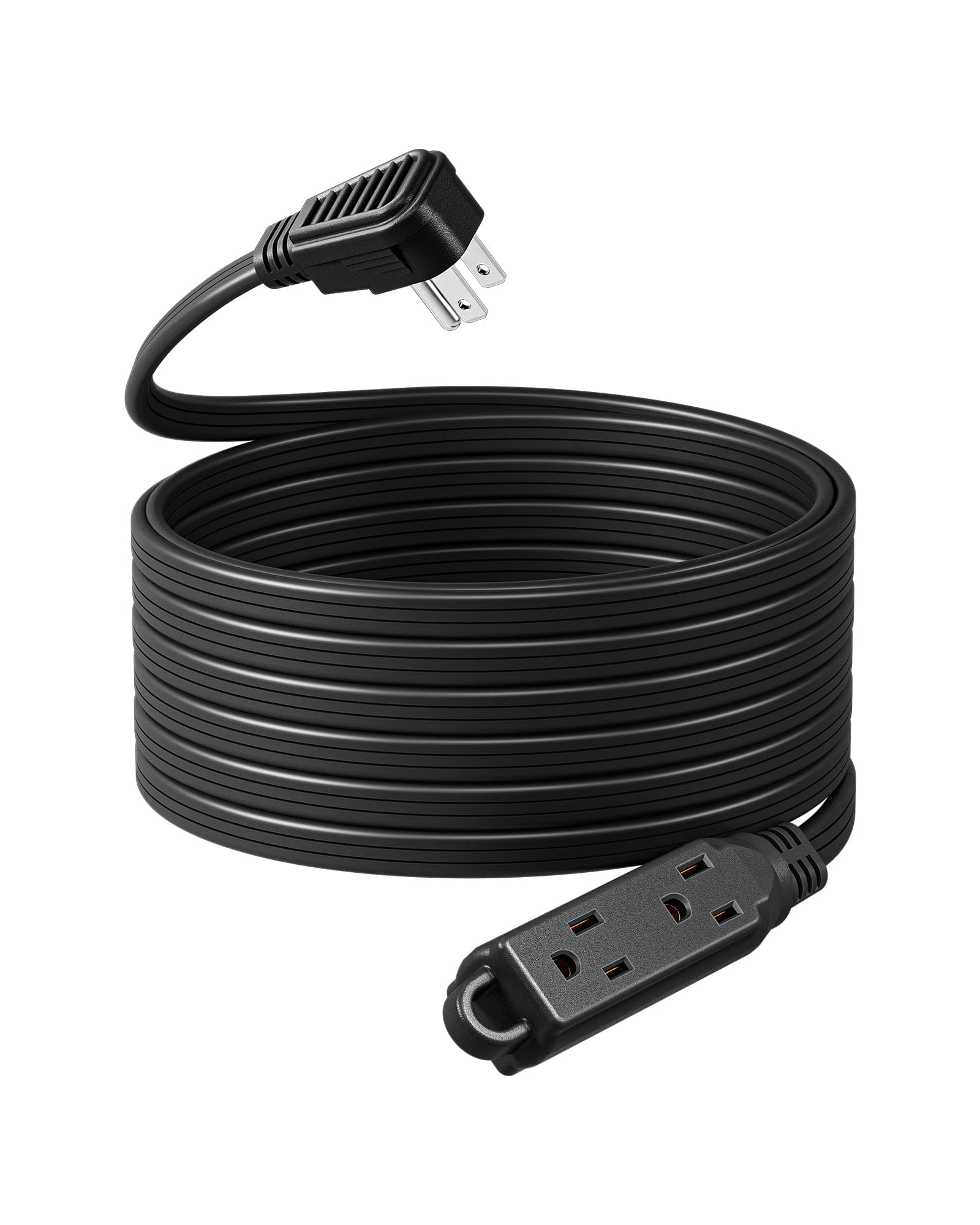 DEWENWILS 3 Outlet Extension Cord with Flat Plug, 25 FT 16/3 Awg Grounded Power Cable for Indoor Use, SPT-3 Cord, White, 1 Pack-HSCB25A