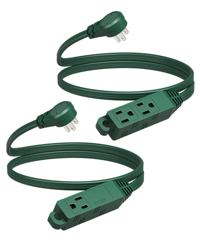 DEWENWILS Flat Extension Cord 3 Prong, 16 AWG, 13A 1625W 125VAC (2-Pack)-HSCG03B