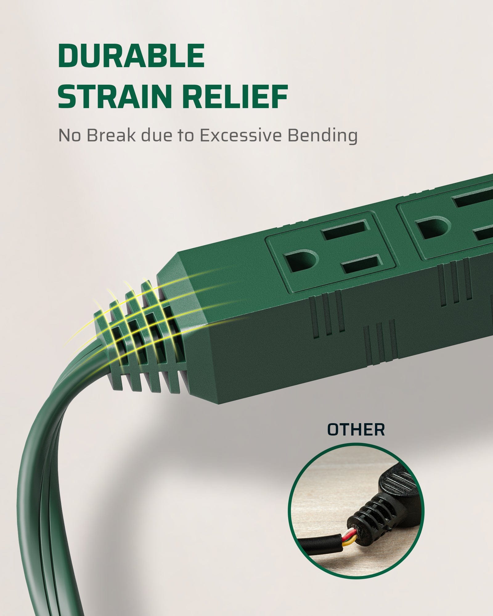 DEWENWILS Flat Extension Cord 3 Prong, 16 AWG, 13A 1625W 125VAC (2-Pack)-HSCG03B