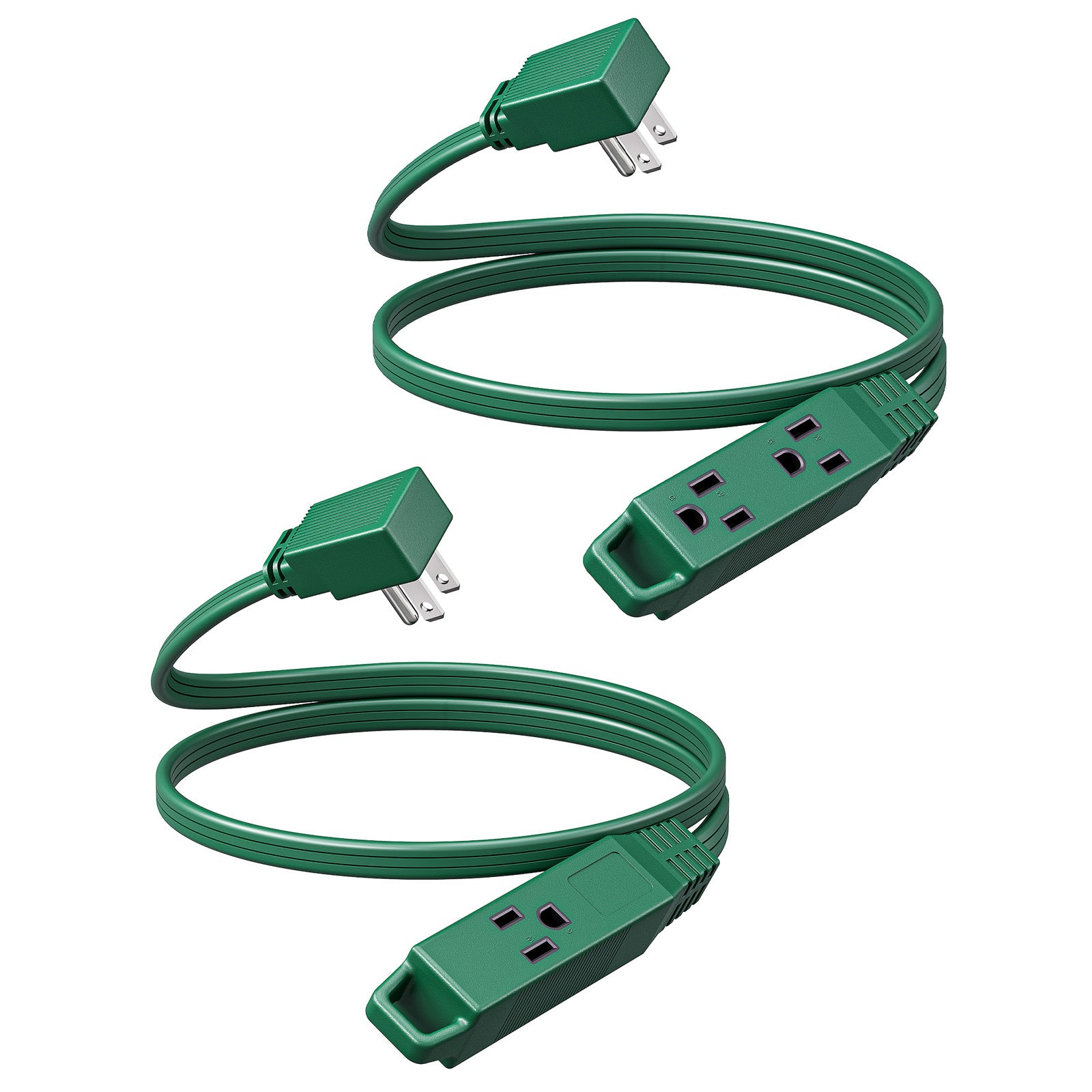 DEWENWILS Flat Extension Cord 3 Prong, 16 AWG, 13A 1625W 125VAC (2-Pack)-HSCG03B