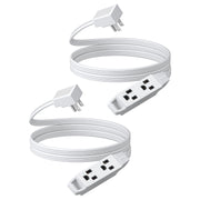 DEWENWILS 6FT Flat Plug Extension Cord, 3 Prong Ultra Thin Power Strip, 13A/125V/1625W, 16/3 Awg Grounded Flat Power Cable for Indoor Narrow Space, SPT-3 Cord, White, 2 Pack-HSCW06B