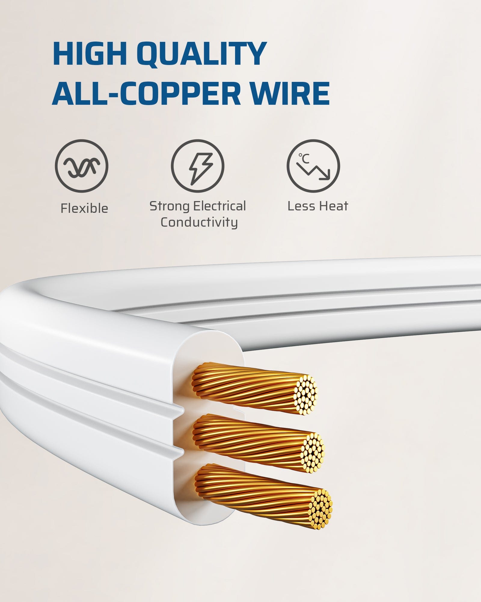 DEWENWILS 20ft 3 Outlet Extension Cord with Flat Plug, 16/3 Awg Grounded Power Cable for Indoor Use, SPT-3 Cord (2 Pack)-HSCW20B