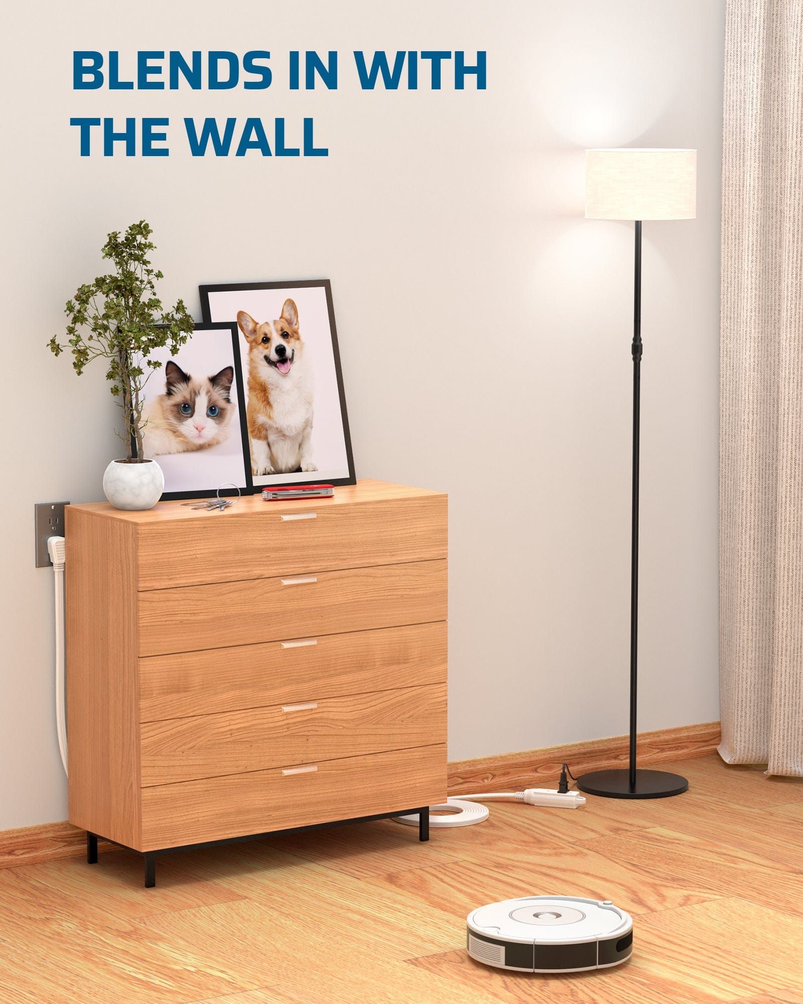 DEWENWILS  25ft 3 Outlet Extension Cord with Flat Plug, 16/3 Awg Grounded Power Cable for Indoor Use, SPT-3 Cord-HSCW25A