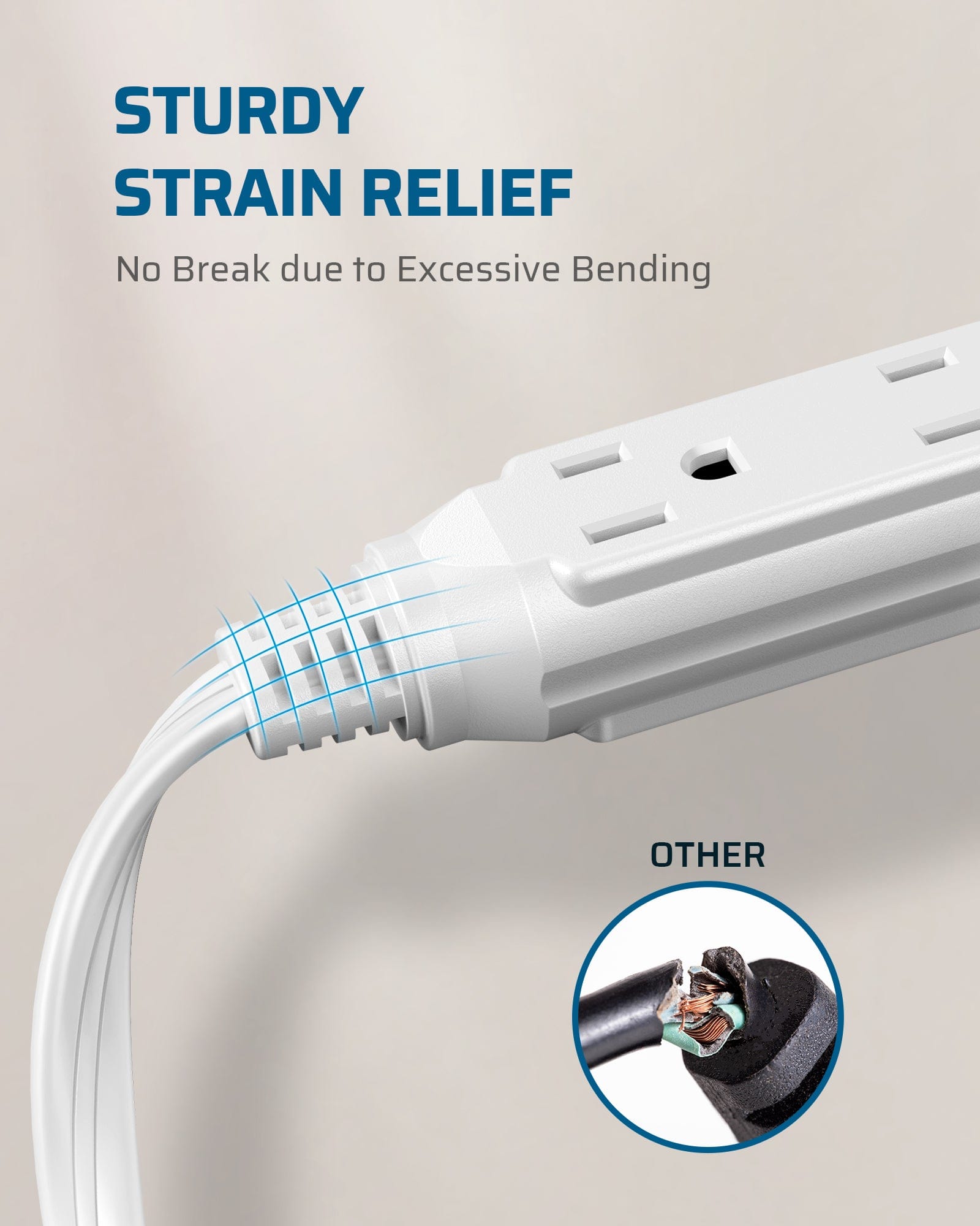 DEWENWILS  25ft 3 Outlet Extension Cord with Flat Plug, 16/3 Awg Grounded Power Cable for Indoor Use, SPT-3 Cord-HSCW25A