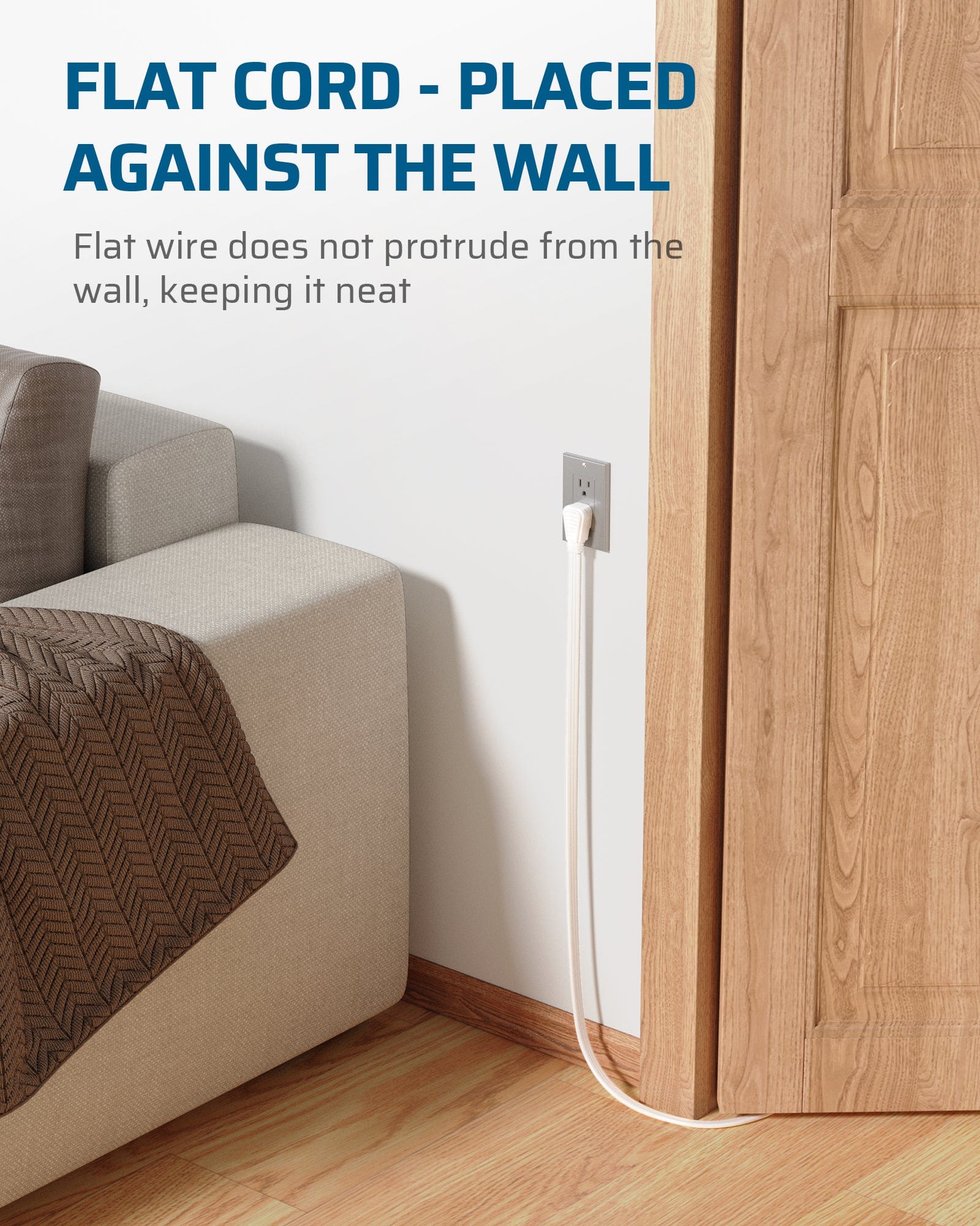 DEWENWILS  25ft 3 Outlet Extension Cord with Flat Plug, 16/3 Awg Grounded Power Cable for Indoor Use, SPT-3 Cord-HSCW25A