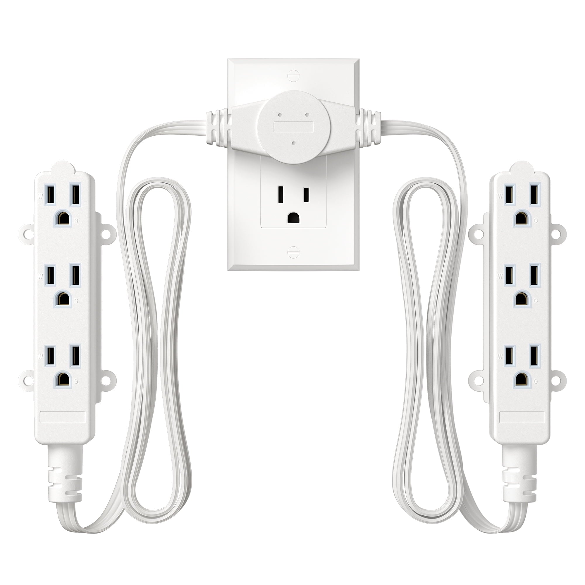 DEWENWILS 10ft (5+5) Twin Extension Cord for Indoor 3 Prong 16/3 AWG Power Strip, SPT-3 5ft Each Side with 3 Outlets
