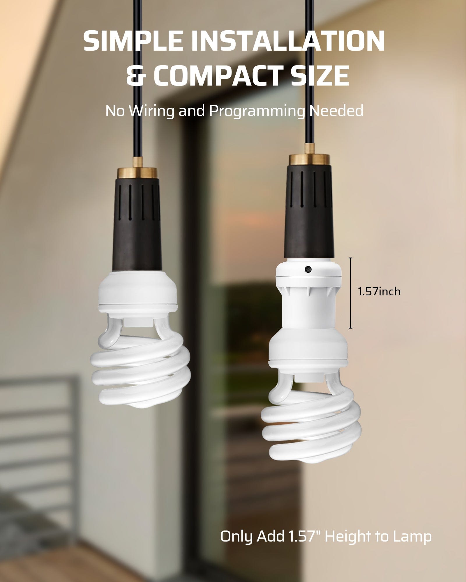 DEWENWILS Dusk to Dawn Light Sensor Socket E26/E27, Compatible with Incandescent/CFL/LED/Halogen Bulbs (2 Pack)-HSLS02A