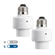 DEWENWILS Dusk to Dawn E26 Light Sockets with Time and Automatic Photocell Sensor, Light Socket Adapter for Candelabra, Porch Light (2 Pack)-HSLS02B