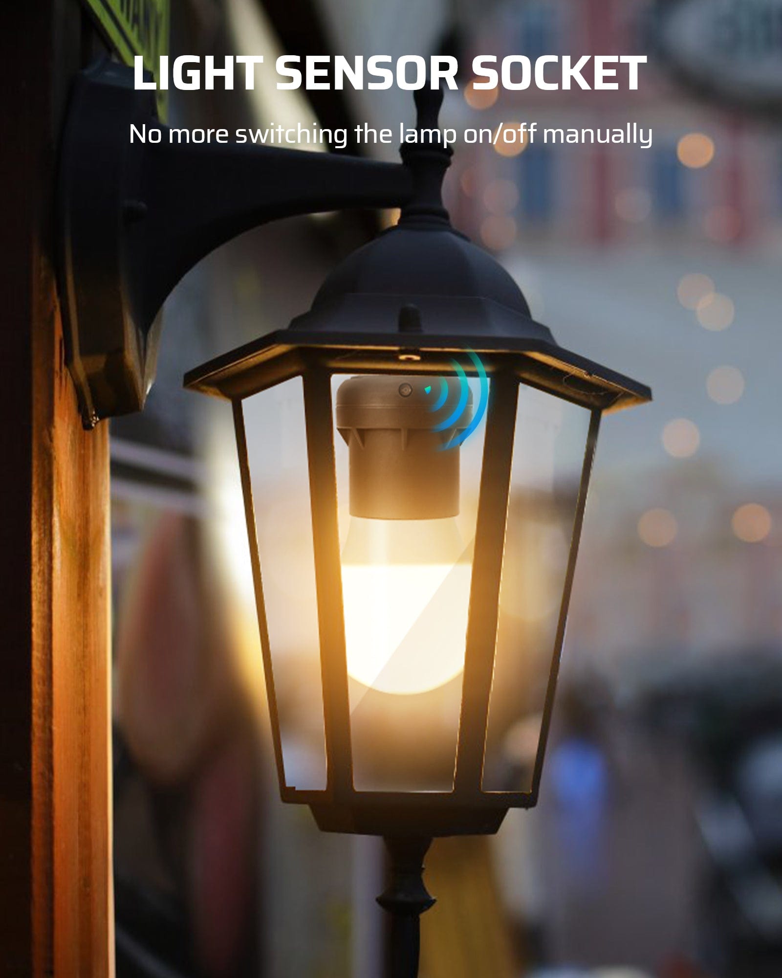 DEWENWILS Dusk to Dawn Light Sensor Socket E26/E27, Compatible with Incandescent/CFL/LED/Halogen Bulbs (2 Pack)-HSLS02E