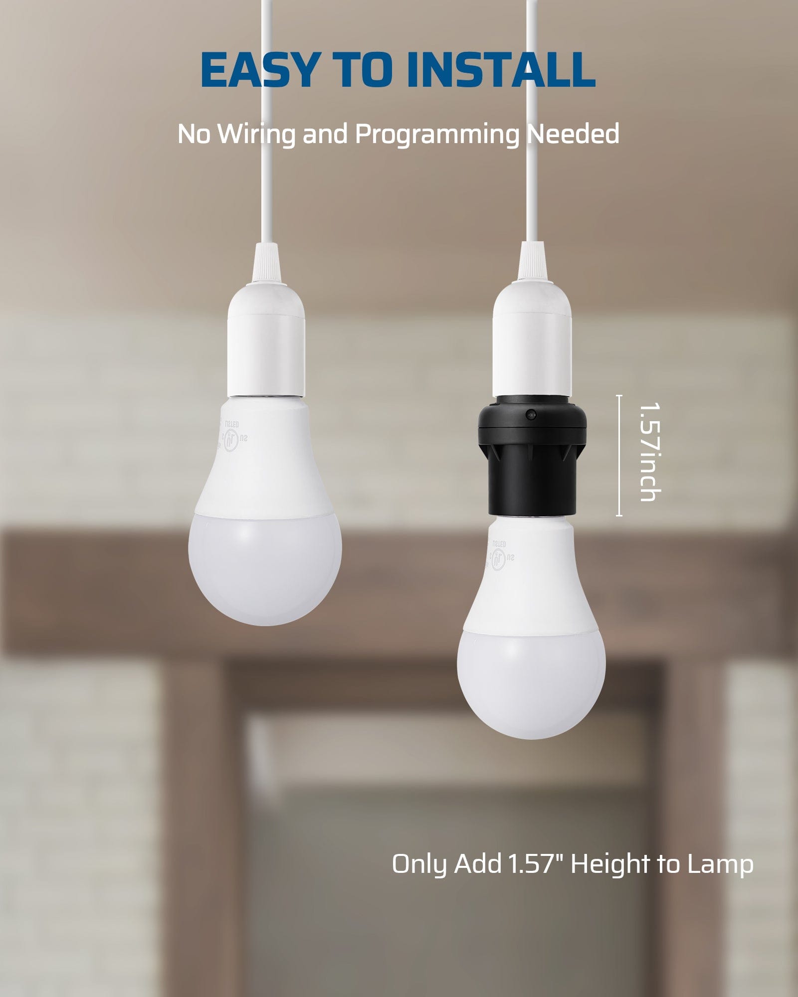 DEWENWILS Light Sensor Socket, Dusk to Dawn Light Socket Adapter, 360° Sensor Rotation, E26/E27 Light Bulb Sockets for Porch Light, Wall Light, Compatible with LED/INC/CFL/Halogen Bulbs, 2 Pack-HSLS02J