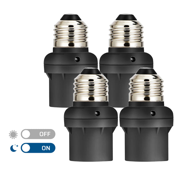 DEWENWILS Waterproof Dusk to Dawn E26 Light Sockets with Photocell Sensor, Light Socket Adapter for for Porch Garage Garden Patio Lights (4 Pack)-HSLS04E
