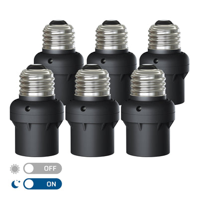 DEWENWILS Dusk to Dawn Light Sensor Socket E26/E27, Compatible with Incandescent/CFL/LED/Halogen Bulbs (6 Pack)-F7HSLS06E