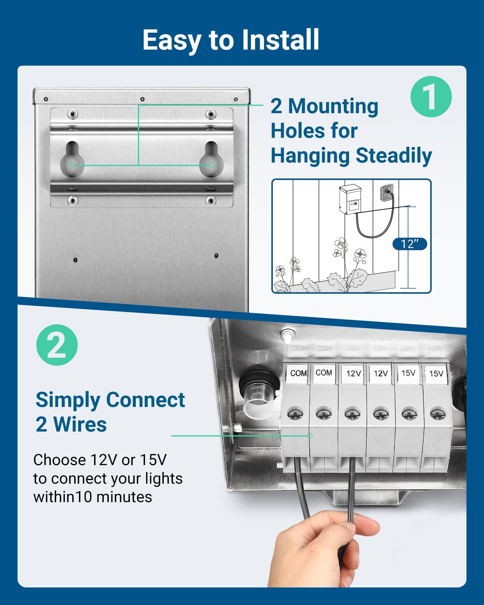 DEWENWILS 300W Low Voltage Landscape Lighting Transformer is easy to install