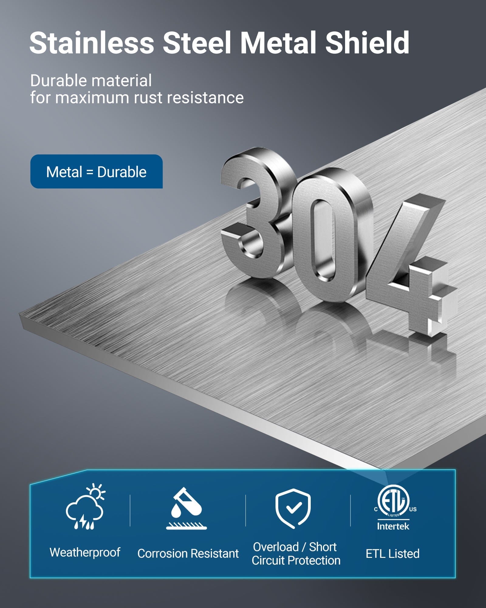 DEWENWILS 300W Low Voltage Landscape Lighting Transformer features a 304 stainless steel metal shield for maximum durability and rust resistance